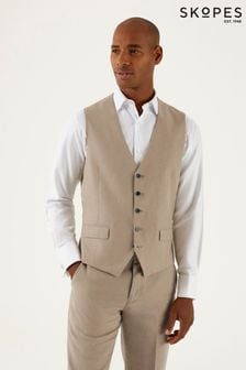 Skopes Stone Brown Tuscany Linen Blend Tailored Fit Suit Waistcoat (E09248) | $94