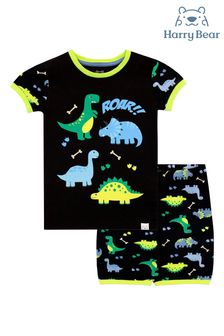Harry Bear Black Dinosuar Print Short Pyjamas (E09316) | €17