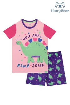 Harry Bear Purple Dinosuar Print Short Pyjamas (E09323) | €16.50