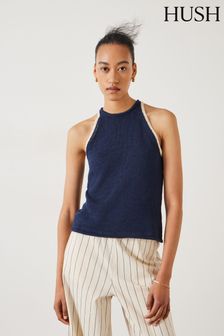 Hush Blue Keekee Contrast Stitch Knitted Cami Top (E09386) | €91
