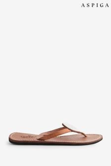 Aspiga Disc Leather White Sandals (E09818) | ￥10,220
