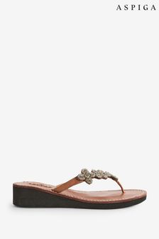 Aspiga Silver Tatu Heels Leather Sandals (E09823) | AED360