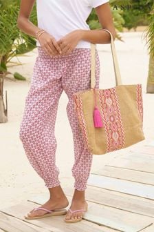 Розовый - Aspiga сумка из джута с вышивкой (E09861) | €73