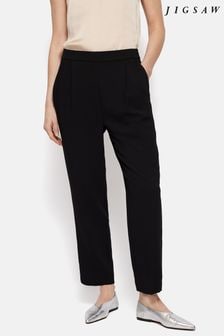 Jigsaw Black Grosgrain Trim Crepe Joggers (E09882) | $170