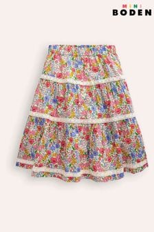 Boden Floral Printed Tiered Midi Skirt