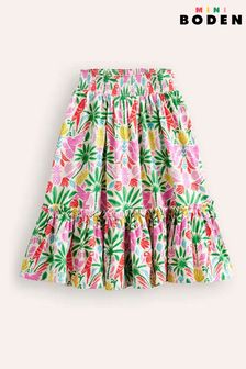 Boden Rainbow Palm Printed Jersey Midi Skirt
