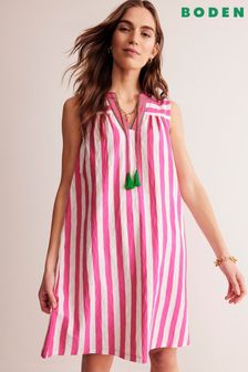 Boden Stripe Nadine Notch Cotton Dress