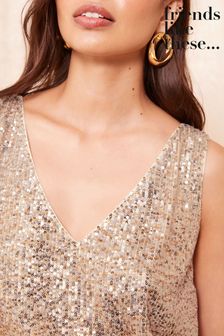 Gold sequin vest top outlet