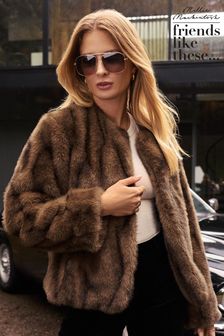Friends Like These Brown Tipped Faux Fur Collarless Jacket (E10412) | 3 135 K
