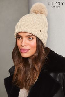 Lipsy Cream Cosy Sequin Embellished Pom Hat (E10602) | $27