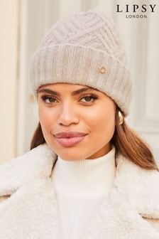 Lipsy Camel Cosy Hatch Beanie Hat With Wool (E10604) | $20