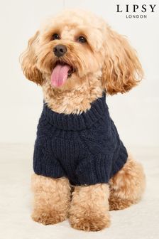 Lipsy Navy Blue Super Soft Cable Design Dog Jumper with Wool (E10636) | $18 - $27