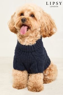 Lipsy Navy Blue Super Soft Cable Design Dog Jumper with Wool (E10636) | $21 - $30