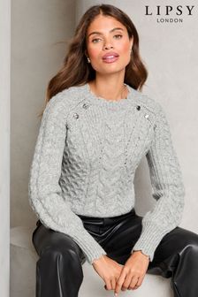 Chunky knit grey jumper cheap