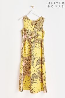Оранжевое платье миди с пальмовым принтом Oliver Bonas (E10887) | €103