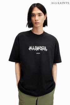 AllSaints Black Slanted Crew Neck T-Shirt (E10996) | KRW117,400