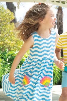 Frugi Blue Striped Summer Dress (E11092) | kr620 - kr660