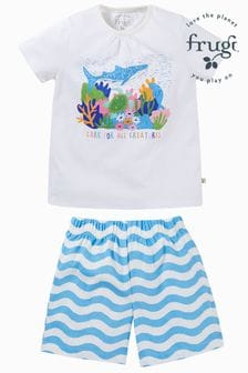 Frugi Girls Shortsleeve Coral Reef White Pyjamas (E11106) | SGD 54 - SGD 58