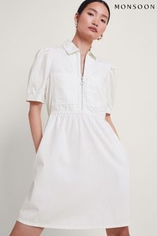Monsoon White Adeena Denim Dress (E11251) | ₪ 377