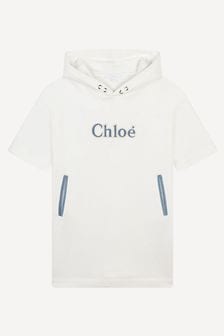 Chloé Cream Short Sleeve Fleece Hooded Dress With Pockets (E11267) | kr3 050 - kr4 000