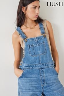 Hush Blue Maya Relaxed Straight Leg Dungarees (E11293) | AED549