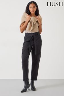 Pantalon taille haute à ceinture (E11305) | €112
