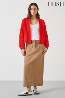 Hush Red Pixie Knitted Edge to Edge Cotton Cardigan (E11317) | €118