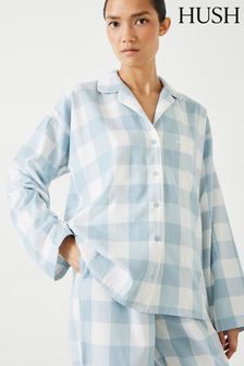 Hush Blue Amita Brushed Cotton Blend Pyjamas (E11323) | 504 SAR