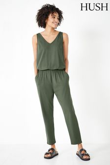Hush Green Cropped Jersey Jumpsuit (E11324) | $148