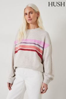 Hush Cream Eden Stripe Oversized Sweatshirt (E11325) | €86