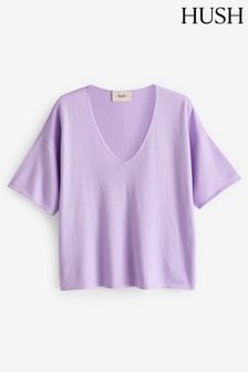 Hush Purple Cierra V-Neck Knitted Top (E11328) | AED383