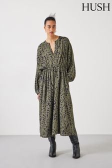 Hush Green Aimee Midi Dress (E11367) | kr1,545