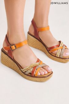 JD Williams Natural Leather Strappy Sandals In Wide Fit (E11802) | €44