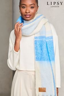 Lipsy Blue Check Super Soft Brushed Oversized Scarf (E12040) | $30