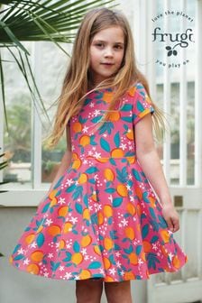 Frugi Pink/Orange Summer Skater Dress (E12311) | kr441 - kr467