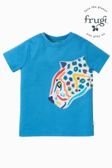 Frugi Blue Jaguar Print Applique T-Shirt (E12319) | kr286 - kr312
