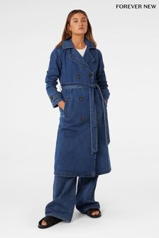 Forever New Blue 100% Cotton Daria Denim Trench Coat (E12378) | TRY 4.595