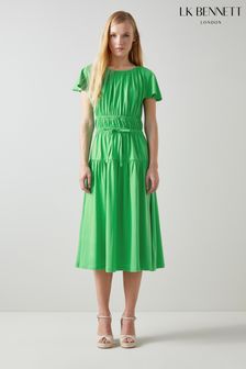 LK Bennett Green Chloe Cotton-Lenzing™ Ecovero™ Viscose Dress