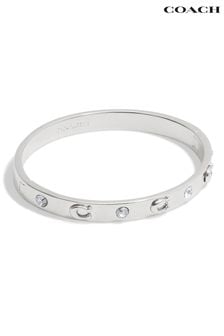 COACH Silver Tone Signature Stone Bangle Boxed Bracelet (E12390) | AED416