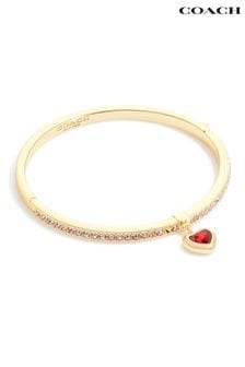 COACH Gold Tone Heart Charm Bangle (E12397) | $275