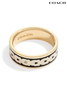 COACH Gold Tone Signature Band Ring