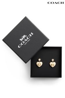 COACH Gold Tone Signature Heart Drop Boxed Earrings (E12406) | HK$977