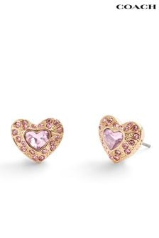 COACH Gold Tone Heart Stud Earrings (E12407) | €79