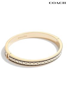 COACH Gold Tone Signature Bangle Bracelet (E12408) | 470 QAR