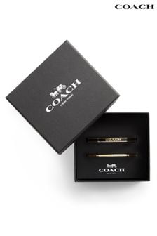 COACH Gold Tone Signature Duo Bangle Boxed Set