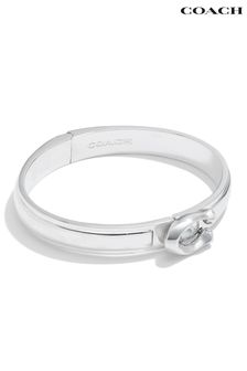 COACH Silver Tone Signature Tabby Bangle Bracelet