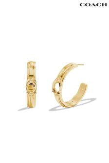 COACH Gold Tone Signature Tabby Hoop Earrings (E12420) | SGD 242