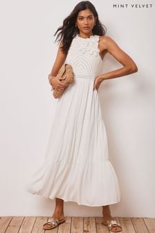 Mint Velvet White Floral Crochet Maxi Dress (E12787) | kr2 550
