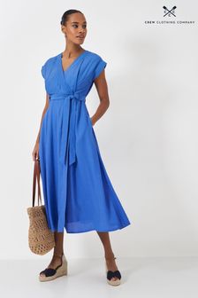 Crew Clothing Company Blue Short Sleeve Gemma Wrap Dress (E12840) | €101