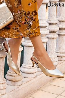 Jones Bootmaker Gold Zaria Slingback Heels (E12866) | kr1,155